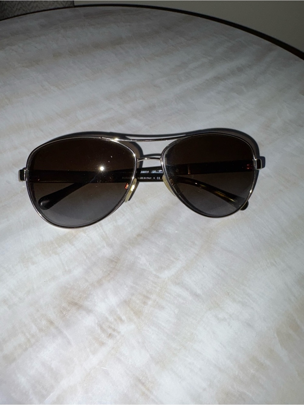 Burberry Gold Aviator BE3080 Sunglasses with Brown Gradient Polarized Lenses - Picture 3 of 6